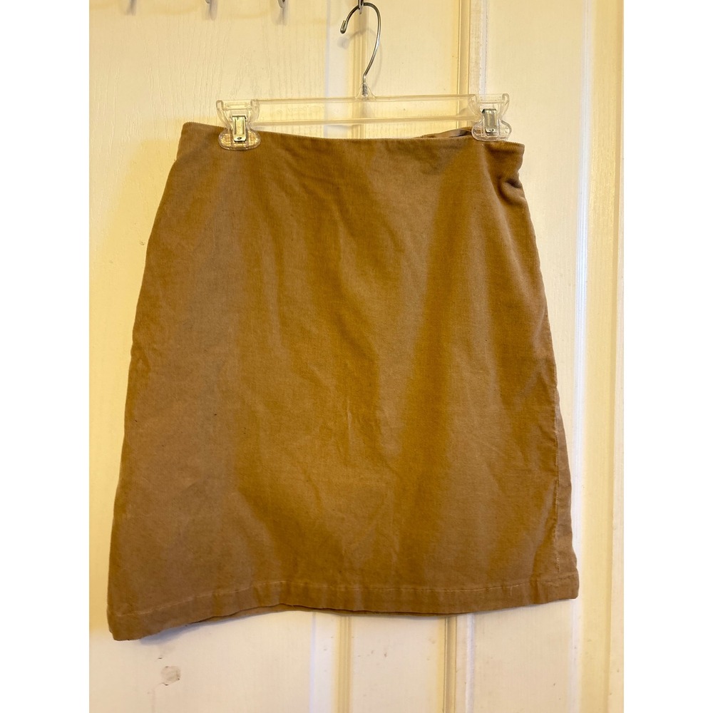 Vintage Gap 2006 Corduroy Mini Skirt Tan Camel High Waisted Back Zip Size 2